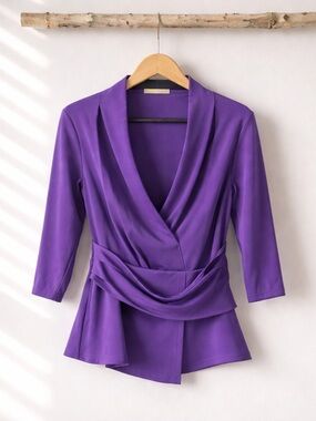 Grace Karin Purple Wrap-Style Blouse